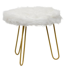 Load image into Gallery viewer, Faux Fur Shaggy White 3- Legged Stool/Footstool