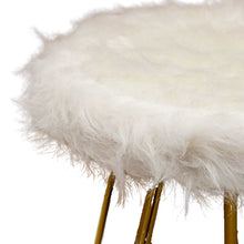 Load image into Gallery viewer, Faux Fur Shaggy White 3- Legged Stool/Footstool
