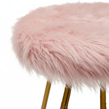Load image into Gallery viewer, Faux Fur Shaggy Pink 3-Legged Child Stool/ Footstool