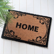 Load image into Gallery viewer, Our gorgeous Filigree Home Door Mat is the perfect way to create a luxe feel to your home before your guests even step foot inside. - 60 x 40cm - Black &quot;Home&quot; sign surrounded by a beautiful black filigree design on a natural background - Made from Natural coir fibres - PVC backing | Bliss Gifts &amp; Homewares | Unit 8, 259 Princes Hwy Ulladulla | South Coast NSW | Online Retail Gift &amp; Homeware Shopping | 0427795959, 44541523