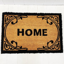 Load image into Gallery viewer, Our gorgeous Filigree Home Door Mat is the perfect way to create a luxe feel to your home before your guests even step foot inside. - 60 x 40cm - Black &quot;Home&quot; sign surrounded by a beautiful black filigree design on a natural background - Made from Natural coir fibres - PVC backing | Bliss Gifts &amp; Homewares | Unit 8, 259 Princes Hwy Ulladulla | South Coast NSW | Online Retail Gift &amp; Homeware Shopping | 0427795959, 44541523