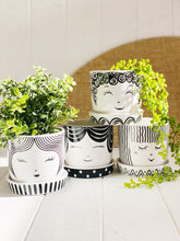 Load image into Gallery viewer, Our quirky black and white Hipster Face pots are full of personality and style. Perfect for having fun while displaying your favourite plants, they look great on a window sill or on a shelf. Four fun styles to choose from. Shop online. AfterPay available. Australia wide Shipping | Bliss Gifts &amp; Homewares - Unit 8, 259 Princes Hwy Ulladulla - 0427795959, 44541523 