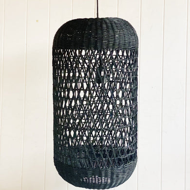 Kudu Rattan Ceiling Tube Lampshade in Black

