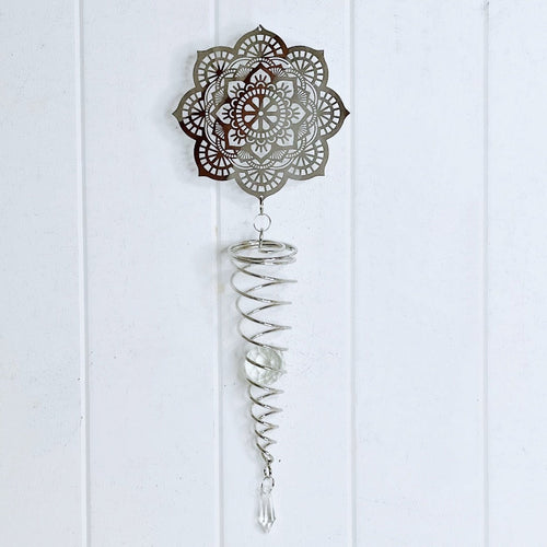 Our Mandala Vortex Spiral Spinner is so delicately impressive and would fit into any home style, inside or outside. It creates the vortex illusion by spinning with an intricately detailed Mandala symbol hanging above. 60cm.| Bliss Gifts & Homewares | Unit 8, 259 Princes Hwy Ulladulla | South Coast NSW | Online Retail Gift & Homeware Shopping | 0427795959, 44541523