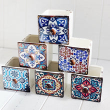 Load image into Gallery viewer, Our Moroccan Draw Pots are Bright and Colourful with Moroccan inspired patterns, and are perfect as a mini plant or succulent pot or great as a little keep sake, trinket container. Available in 6 patterns. Shop online. AfterPay available. Australia wide Shipping | Bliss Gifts &amp; Homewares - Unit 8, 259 Princes Hwy Ulladulla - 0427795959, 44541523 