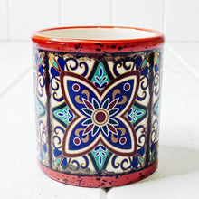 Load image into Gallery viewer, Our gorgeous Moroccan Round Pots - Small create a unique style with bold shapes and bright shades of blues, reds and browns.Measures: 7.5 x 7.5cm. Ceramic.| Bliss Gifts &amp; Homewares | Unit 8, 259 Princes Hwy Ulladulla | South Coast NSW | Online Retail Gift &amp; Homeware Shopping | 0427795959, 44541523