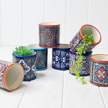 Load image into Gallery viewer, Our gorgeous Moroccan Round Pots - Small create a unique style with bold shapes and bright shades of blues, reds and browns.Measures: 7.5 x 7.5cm. Ceramic.| Bliss Gifts &amp; Homewares | Unit 8, 259 Princes Hwy Ulladulla | South Coast NSW | Online Retail Gift &amp; Homeware Shopping | 0427795959, 44541523