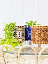 Load image into Gallery viewer, Our gorgeous Medium Nyla Pots create a unique style with bold shapes and bright shades of blues, reds and browns - Drainage hole and plug perfect for indoor and outdoor use - Available in 6 styles Measures: 10x10x10cm - Ceramic | Bliss Gifts &amp; Homewares | Unit 8, 259 Princes Hwy Ulladulla | South Coast NSW | Online Retail Gift &amp; Homeware Shopping | 0427795959, 44541523