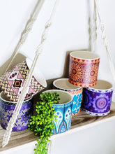 Load image into Gallery viewer, Our gorgeous Medium Nyla Pots create a unique style with bold shapes and bright shades of blues, reds and browns - Drainage hole and plug perfect for indoor and outdoor use - Available in 6 styles Measures: 10x10x10cm - Ceramic | Bliss Gifts &amp; Homewares | Unit 8, 259 Princes Hwy Ulladulla | South Coast NSW | Online Retail Gift &amp; Homeware Shopping | 0427795959, 44541523