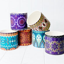 Load image into Gallery viewer, Our gorgeous Medium Nyla Pots create a unique style with bold shapes and bright shades of blues, reds and browns - Drainage hole and plug perfect for indoor and outdoor use - Available in 6 styles Measures: 10x10x10cm - Ceramic | Bliss Gifts &amp; Homewares | Unit 8, 259 Princes Hwy Ulladulla | South Coast NSW | Online Retail Gift &amp; Homeware Shopping | 0427795959, 44541523