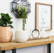 Load image into Gallery viewer, How quirky are our new Pablo Pots in White. The minimal concrete face planters with white detailing come with a drainage hole and plug for you convenience. Measures: 17x15cm. Material: Cement.| Bliss Gifts &amp; Homewares | Unit 8, 259 Princes Hwy Ulladulla | South Coast NSW | Online Retail Gift &amp; Homeware Shopping | 0427795959, 44541523