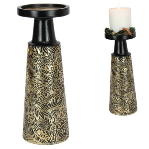 Black & Gold Antique Candle Holder