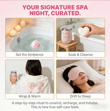 Load image into Gallery viewer, Luxury 7-in-1 Self Care Gift Set (Hamper)– Rose Spa Pamper Box - Bath Bomb, Candle, Tumbler, Silk Eye Mask &amp; More "Gift for Her"