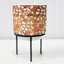 Load image into Gallery viewer, Showcase your favourite plants, succulents, and flowers with the beautiful and unique Terrazzo Pots on Stand in Small. Approx size: 10x10x10cm. Ceramic. Drainage hole and plug for your convenience.| Bliss Gifts &amp; Homewares | Unit 8, 259 Princes Hwy Ulladulla | South Coast NSW | Online Retail Gift &amp; Homeware Shopping | 0427795959, 44541523