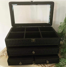 Load image into Gallery viewer, Rattan Jewellery Box - BLACK