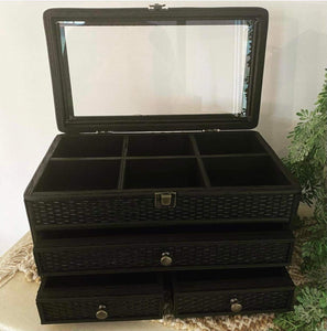 Rattan Jewellery Box - BLACK