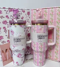 Load image into Gallery viewer, Vintage inspired Love Shack floral tumbler for daily use