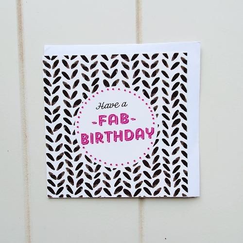 Have a Fab Birthday Black and pink Greeting Card. Our pink and black Fabulous square birthday card is awaiting your handwritten note of love and appreciation towards that B'day Person! Card has the words 