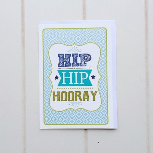 Hip Hip Hooray celebration birthday Card. Celebrate that long-awaited birthday with this great birthday card suitable for any friend or family member. The inside of the card says 