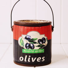 Load image into Gallery viewer, These funky ceramic Retro Garden Vegetable Print Planters are the perfect rustic pot to put on display in your home or plant your favourite herb or plant inside | 8 styles available | Ceramic rustic tin can look | 11.5 x 12cm | Drainage hole and plug | Shop online or in-store | AfterPay available | Australia wide Shipping | Unit 8, 259 Princes Hwy Ulladulla | South Coast NSW | 0427795959, 44541523