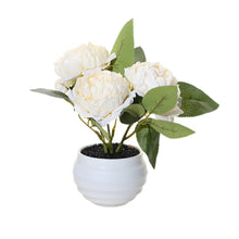 Load image into Gallery viewer, Elegant Artificial Peony Arrangement in White Pot – 17cm