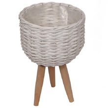 Load image into Gallery viewer, Elevate the look of your plant or floral display with our White Wicker pot Holder - Small. Indoor plants are on trend and our stylish Wicker planters are perfect for showing off your gorgeous greenery. Shop online. AfterPay available. Australia wide Shipping. | Bliss Gifts &amp; Homewares | Unit 8, 259 Princes Hwy Ulladulla | South Coast NSW | 0427795959, 44541523 