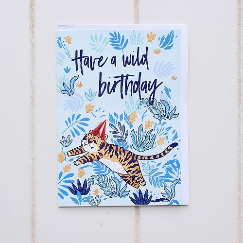 Wild Tiger Birthday Greeting Card. 