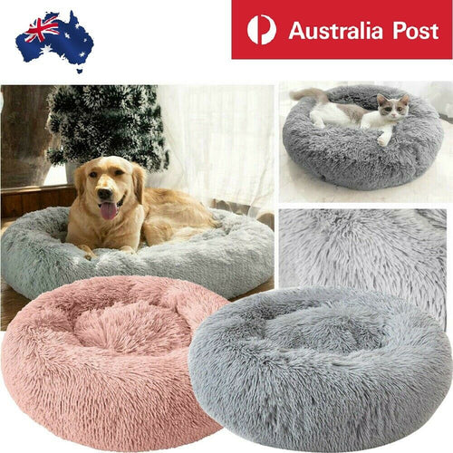 New Warm Comfy Calming Dog/Cat Bed Round Super Soft Plush Pet Bed Marshmallow