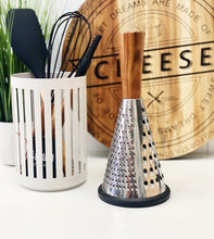 Load image into Gallery viewer, Make a statement in your kitchen with our Acacia and Stainless Steel Grater. A high quality Stainless Steel Grater that is both functional and beautiful with an Acacia wood handle. Non slip silicone base. 26cm. Shop online. | Bliss Gifts &amp; Homewares | Unit 8, 259 Princes Hwy Ulladulla | South Coast NSW | Online Retail Gift &amp; Homeware Shopping | 0427795959, 44541523 