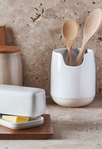 Beacon White Utensil Holder - Salt&Pepper - 13x15cm - crafted from fine-quality and long-lasting stoneware. Generously sized holder. Will keep your benchtop clean and organised. |Bliss Gifts & Homewares - Unit 8, 259 Princes Hwy Ulladulla - Shop Online & In store - 0427795959, 44541523 - Australia wide shipping