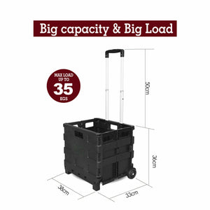 Grocery Basket Foldable Shopping Cart Trolley Wheels Folding Crate Portable  Pack & Roll Folding Grocery Basket