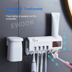 Toothpaste Dispenser Toothbrush Holder With UV Steriliser Automatic Squeezers
