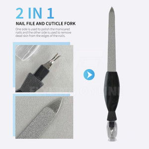 2 in 1 nail file and cuticle fork